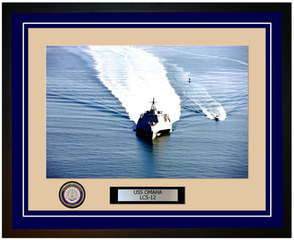 USS Omaha LCS-12 Framed Navy Ship Photo Blue