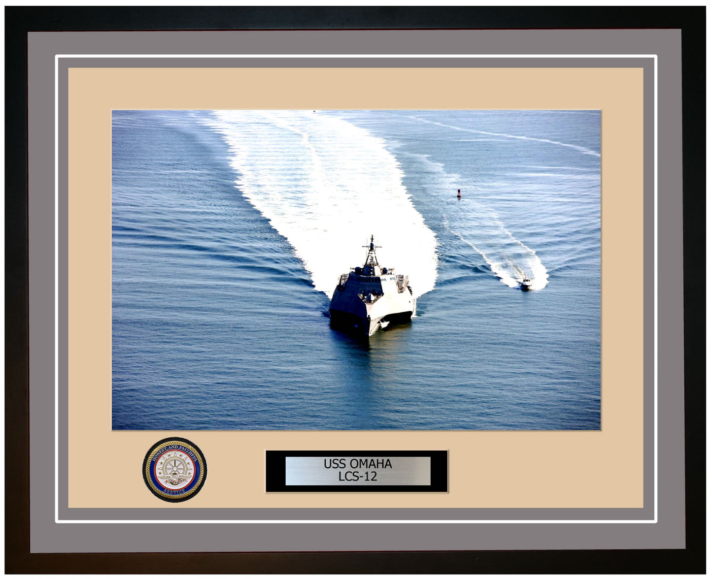 USS Omaha LCS-12 Framed Navy Ship Photo Grey