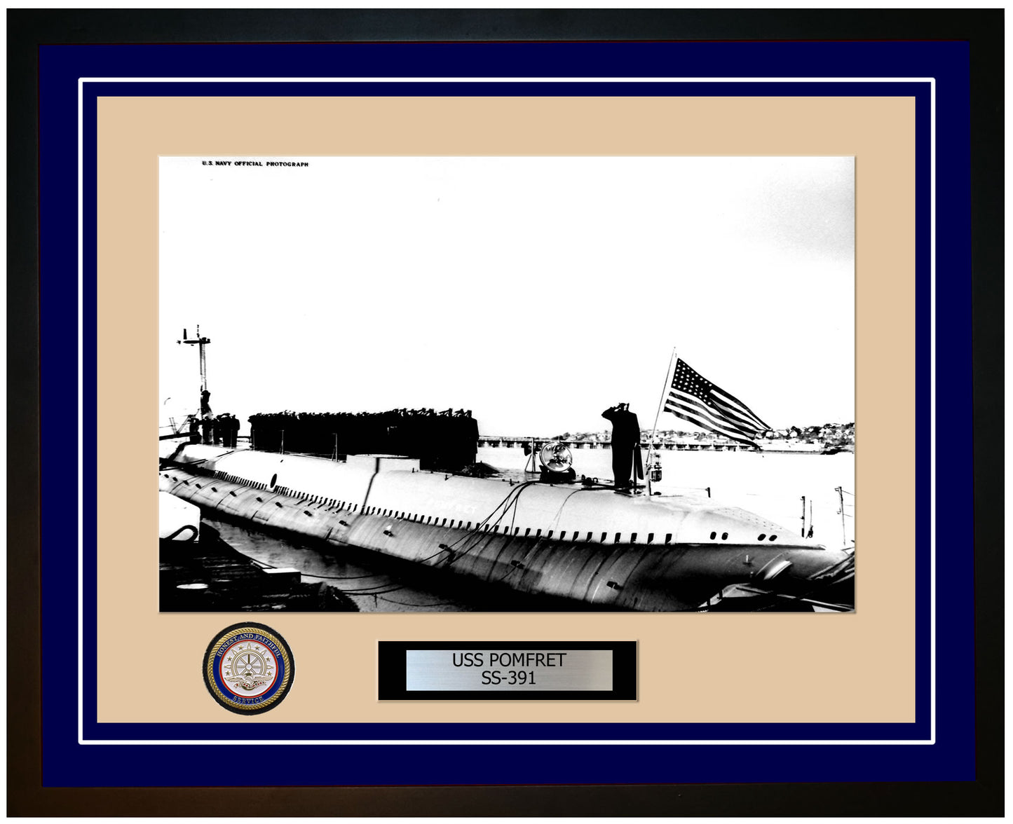 USS Pomfret SS-391 Framed Navy Ship Photo Blue