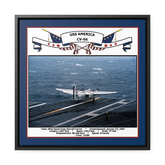 USS America CV-66 Navy Floating Frame Photo Front View