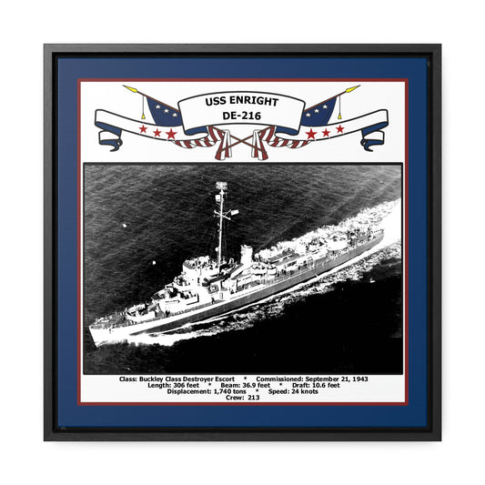 USS Enright DE-216 Navy Floating Frame Photo Front View