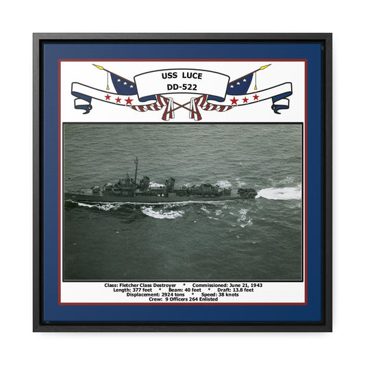 USS Luce DD-522 Navy Floating Frame Photo Front View