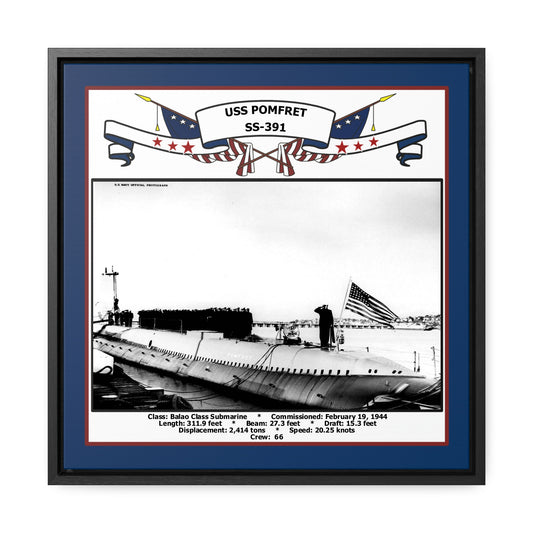 USS Pomfret SS-391 Navy Floating Frame Photo Front View