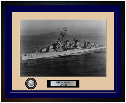 USS MULLANY DD-528 Framed Navy Ship Photo Blue