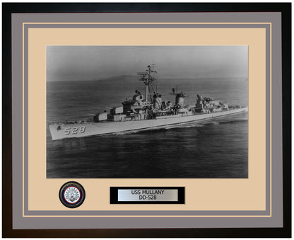 USS MULLANY DD-528 Framed Navy Ship Photo Grey