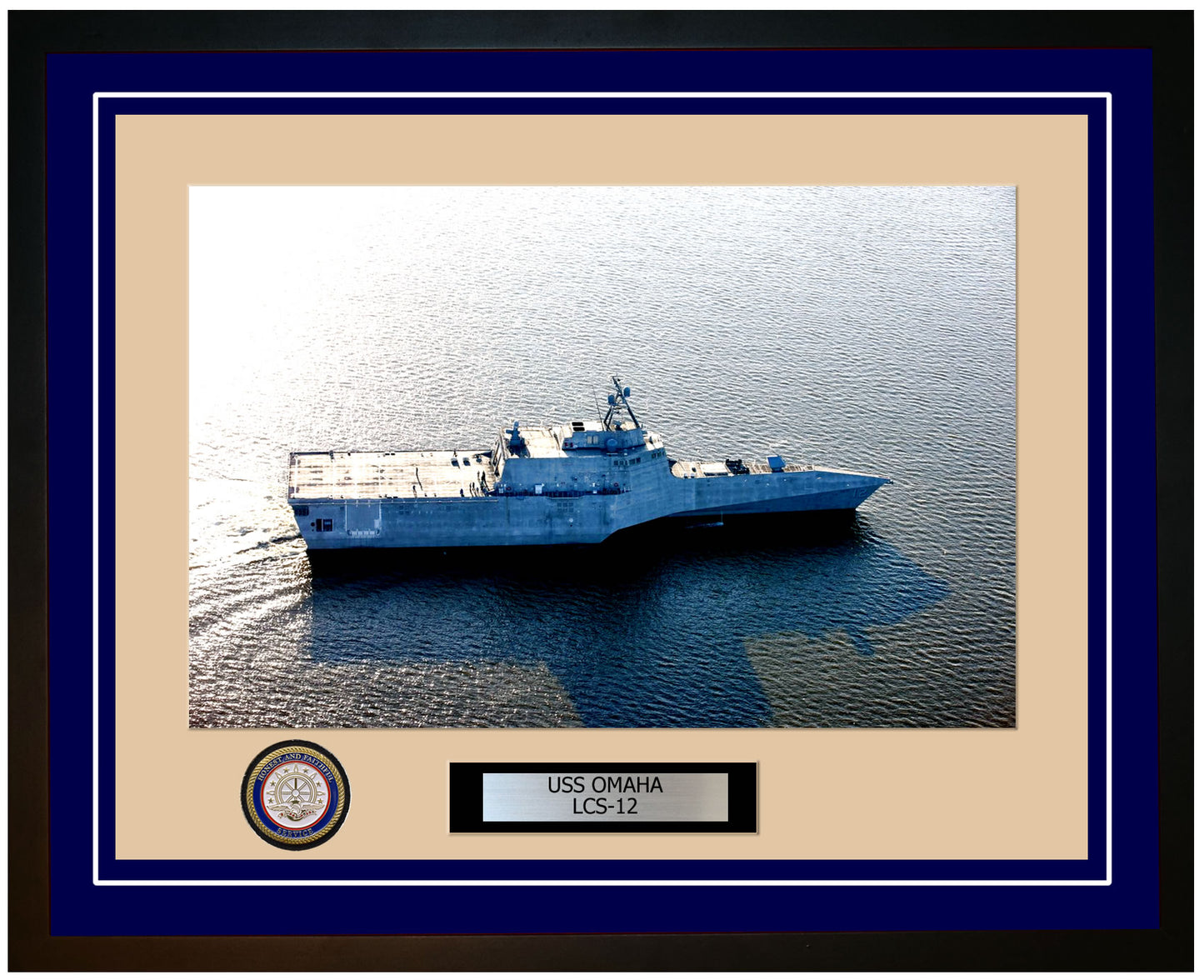USS Omaha LCS-12 Framed Navy Ship Photo Blue