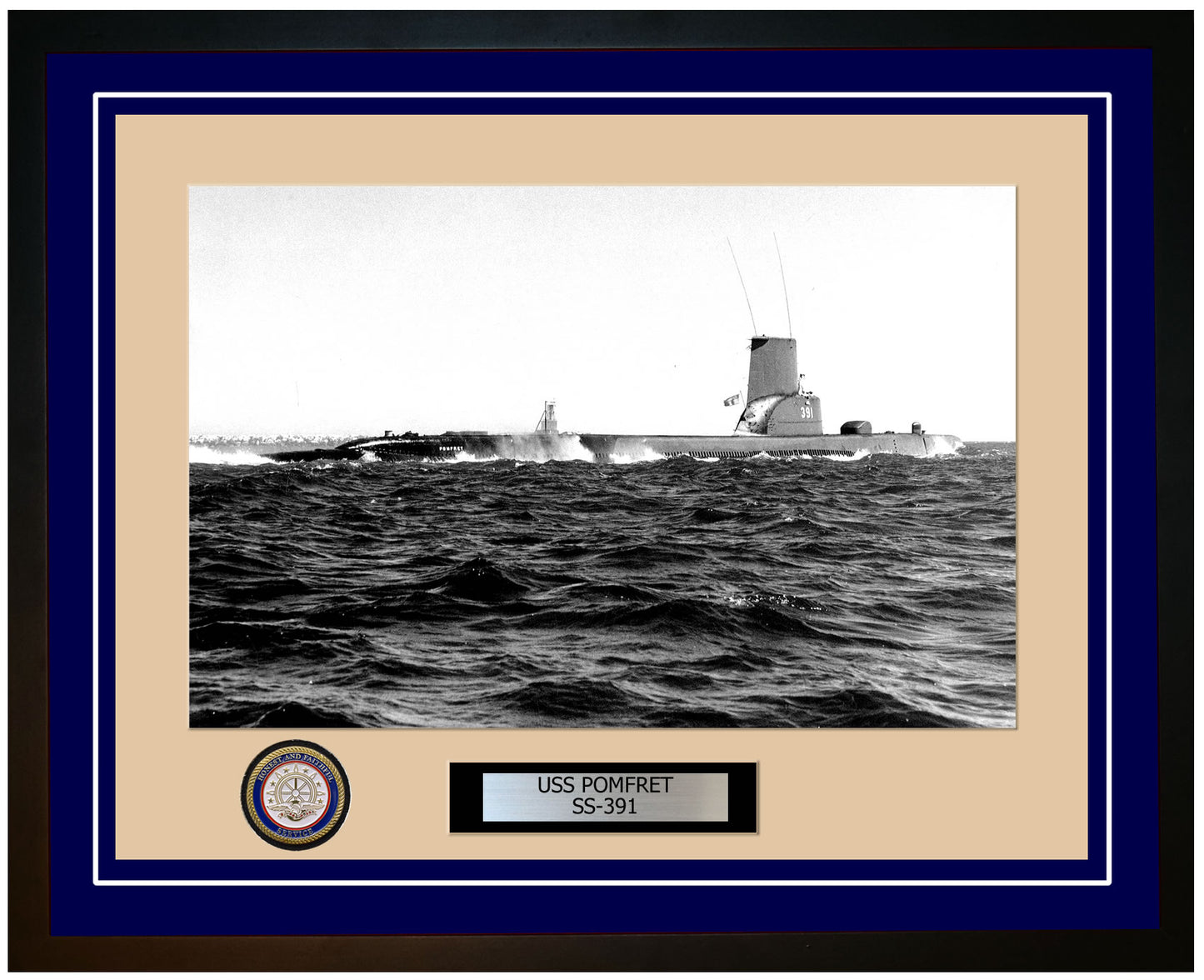 USS Pomfret SS-391 Framed Navy Ship Photo Blue