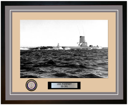 USS Pomfret SS-391 Framed Navy Ship Photo Grey