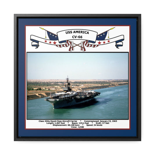 USS America CV-66 Navy Floating Frame Photo Front View