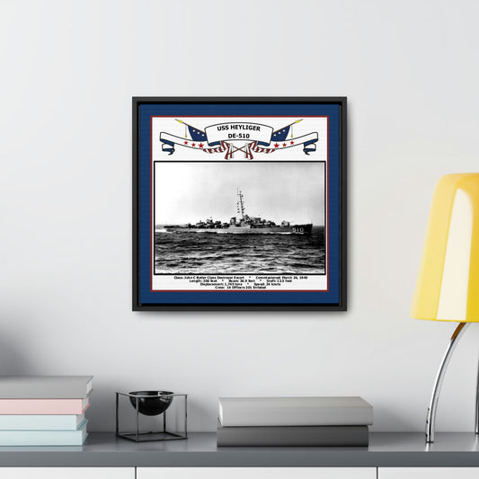 USS Heyliger DE-510 Navy Floating Frame Photo Desk View