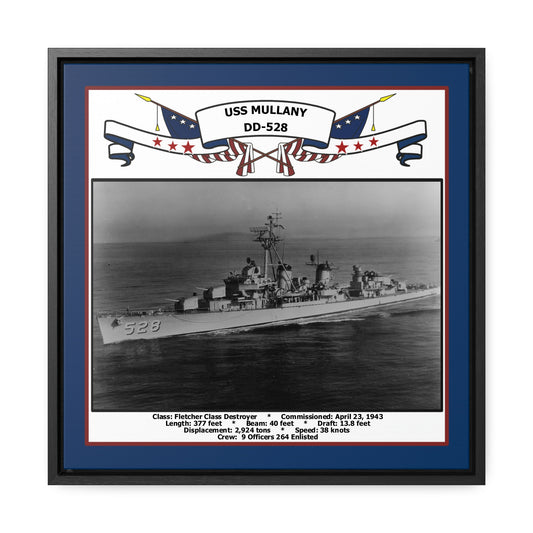 USS Mullany DD-528 Navy Floating Frame Photo Front View