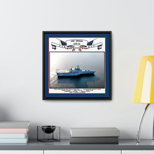 USS Omaha LCS-12 Navy Floating Frame Photo Desk View