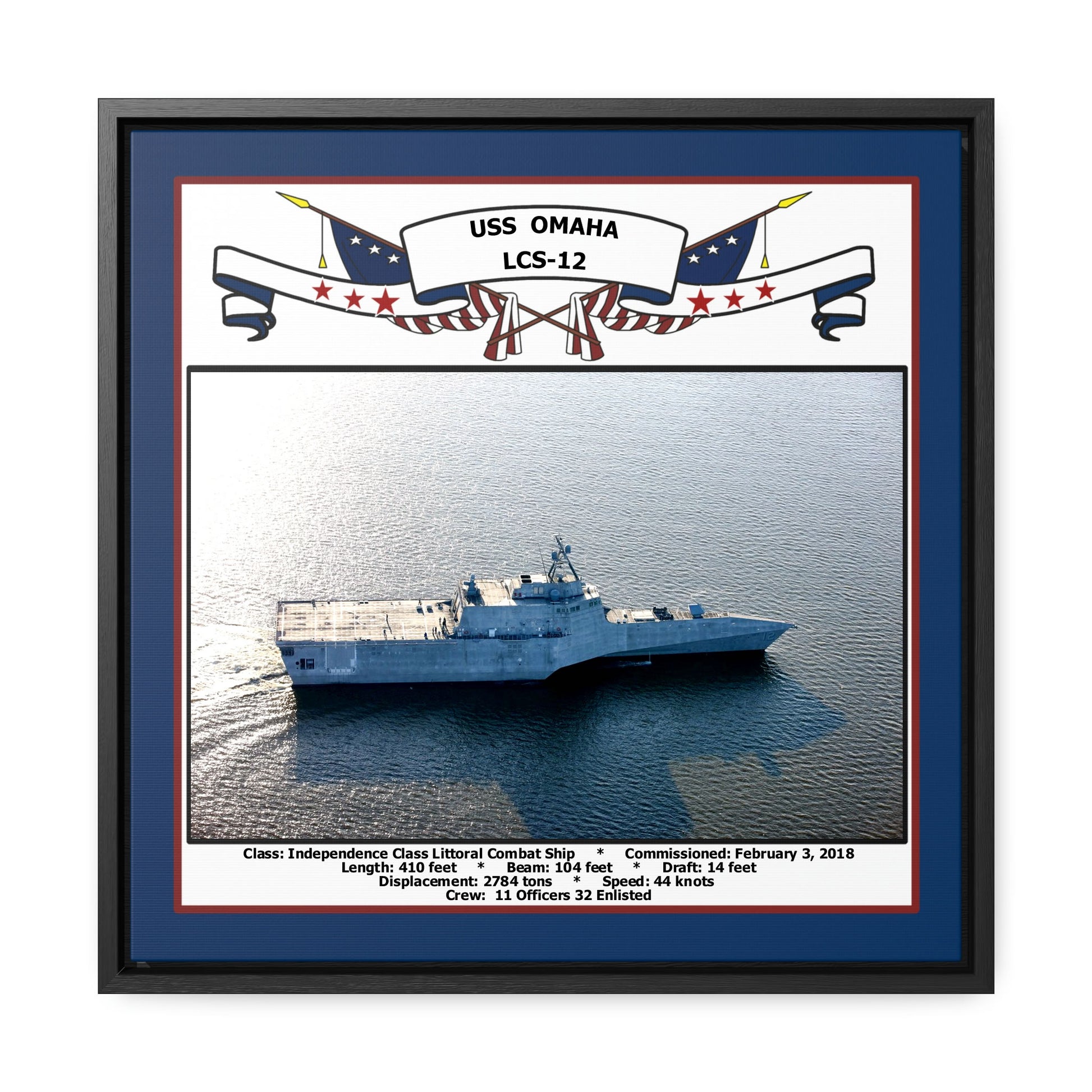 USS Omaha LCS-12 Navy Floating Frame Photo Front View