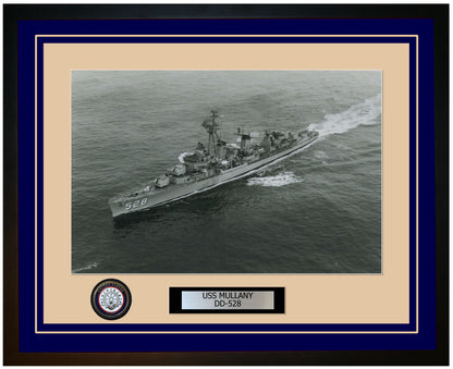 USS MULLANY DD-528 Framed Navy Ship Photo Blue