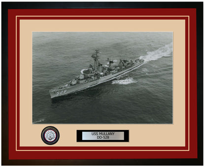 USS MULLANY DD-528 Framed Navy Ship Photo Burgundy