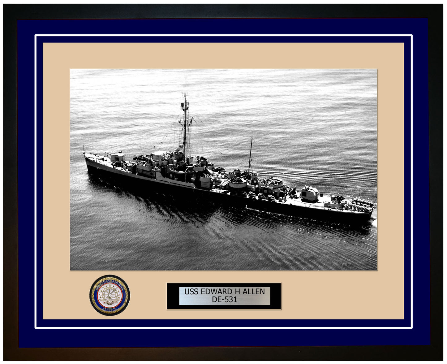 USS Edward H Allen DE-531 Framed Navy Ship Photo Blue