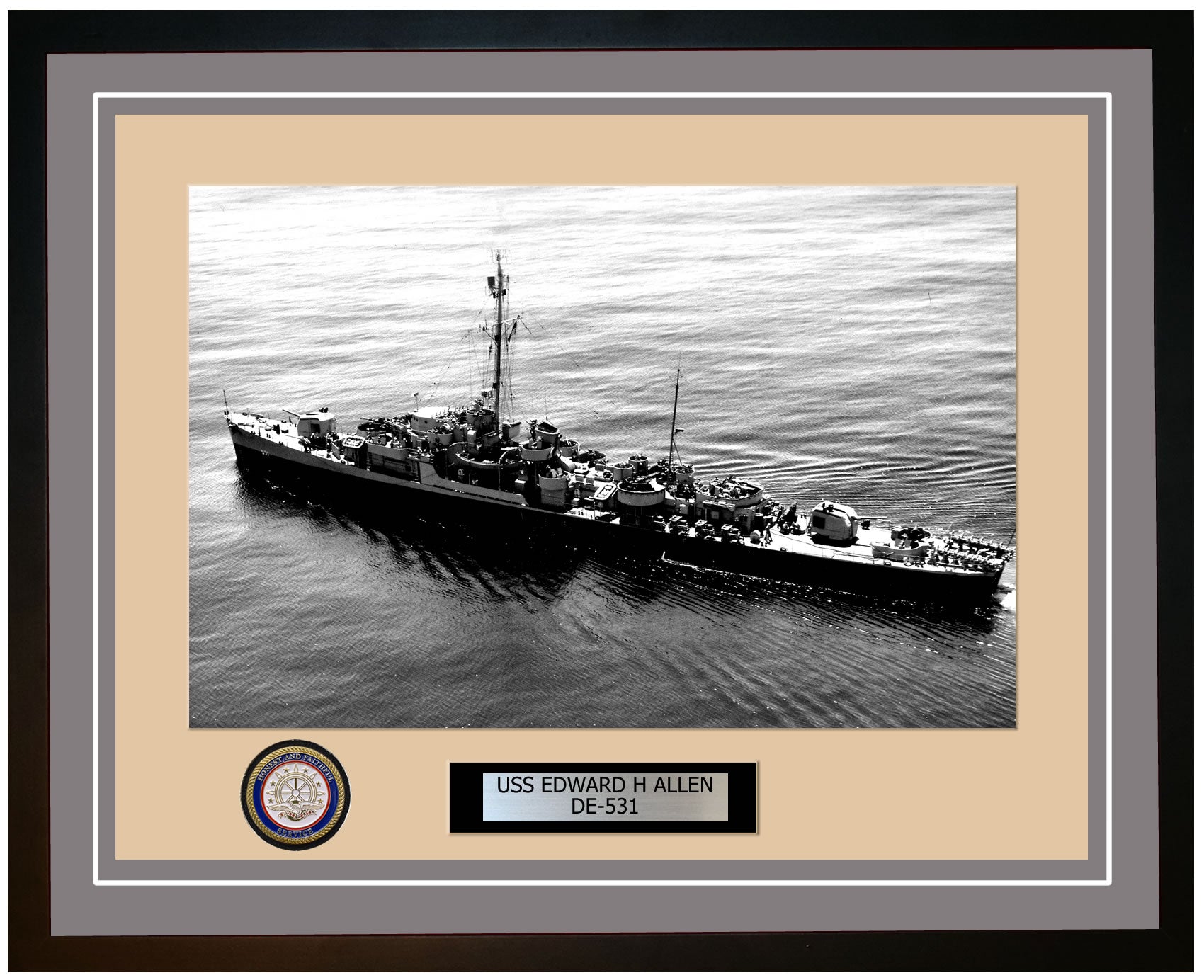 USS Edward H Allen DE-531 Framed Navy Ship Photo Grey