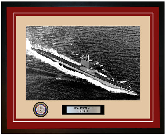 USS Pomfret SS-391 Framed Navy Ship Photo Burgundy