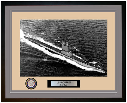 USS Pomfret SS-391 Framed Navy Ship Photo Grey