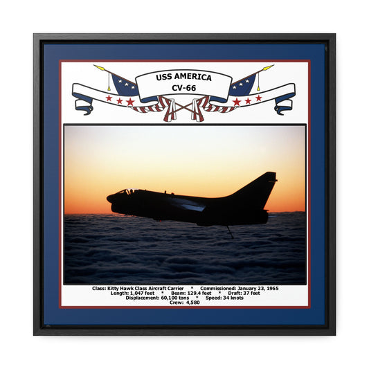 USS America CV-66 Navy Floating Frame Photo Front View
