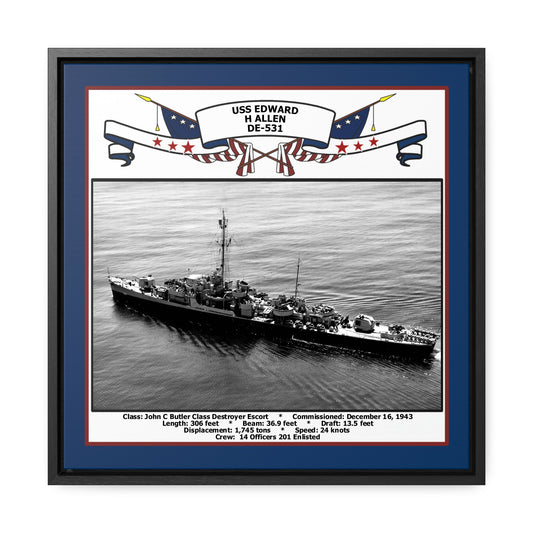 USS Edward H Allen DE-531 Navy Floating Frame Photo Front View