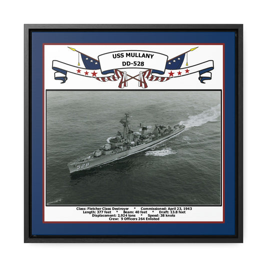 USS Mullany DD-528 Navy Floating Frame Photo Front View