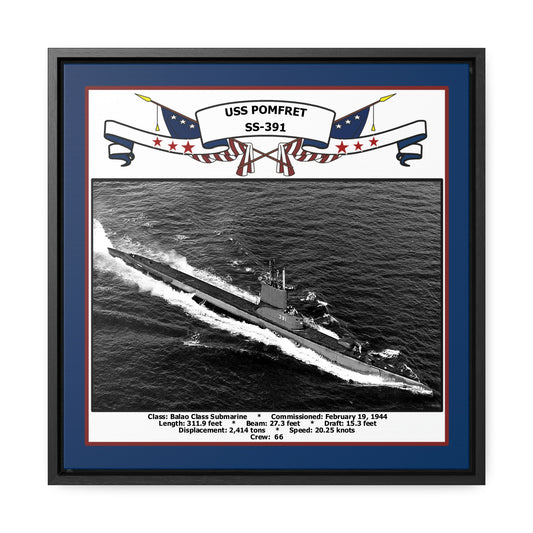 USS Pomfret SS-391 Navy Floating Frame Photo Front View
