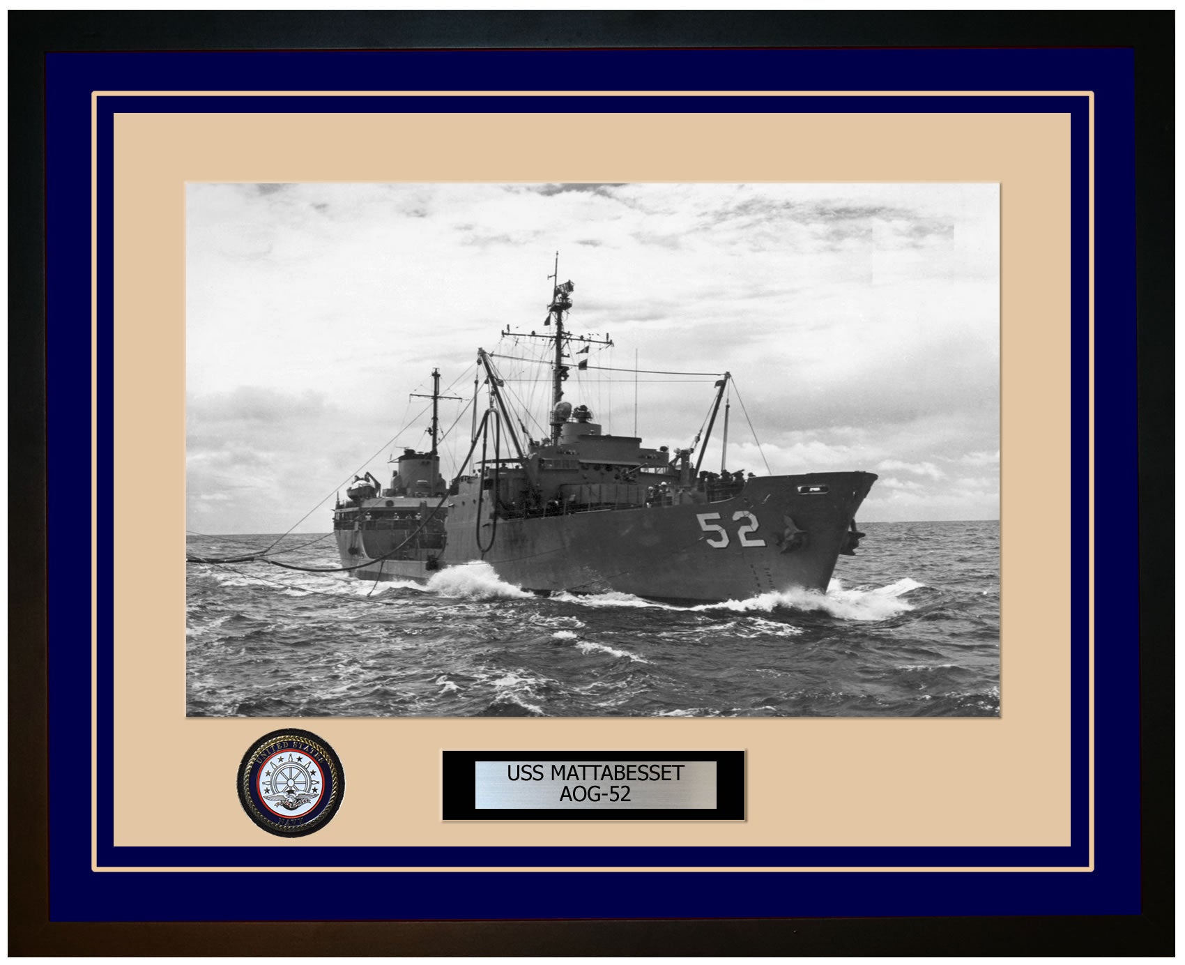 USS MATTABESSET AOG-52 Framed Navy Ship Photo Blue