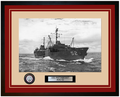 USS MATTABESSET AOG-52 Framed Navy Ship Photo Burgundy