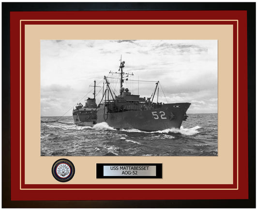 USS MATTABESSET AOG-52 Framed Navy Ship Photo Burgundy