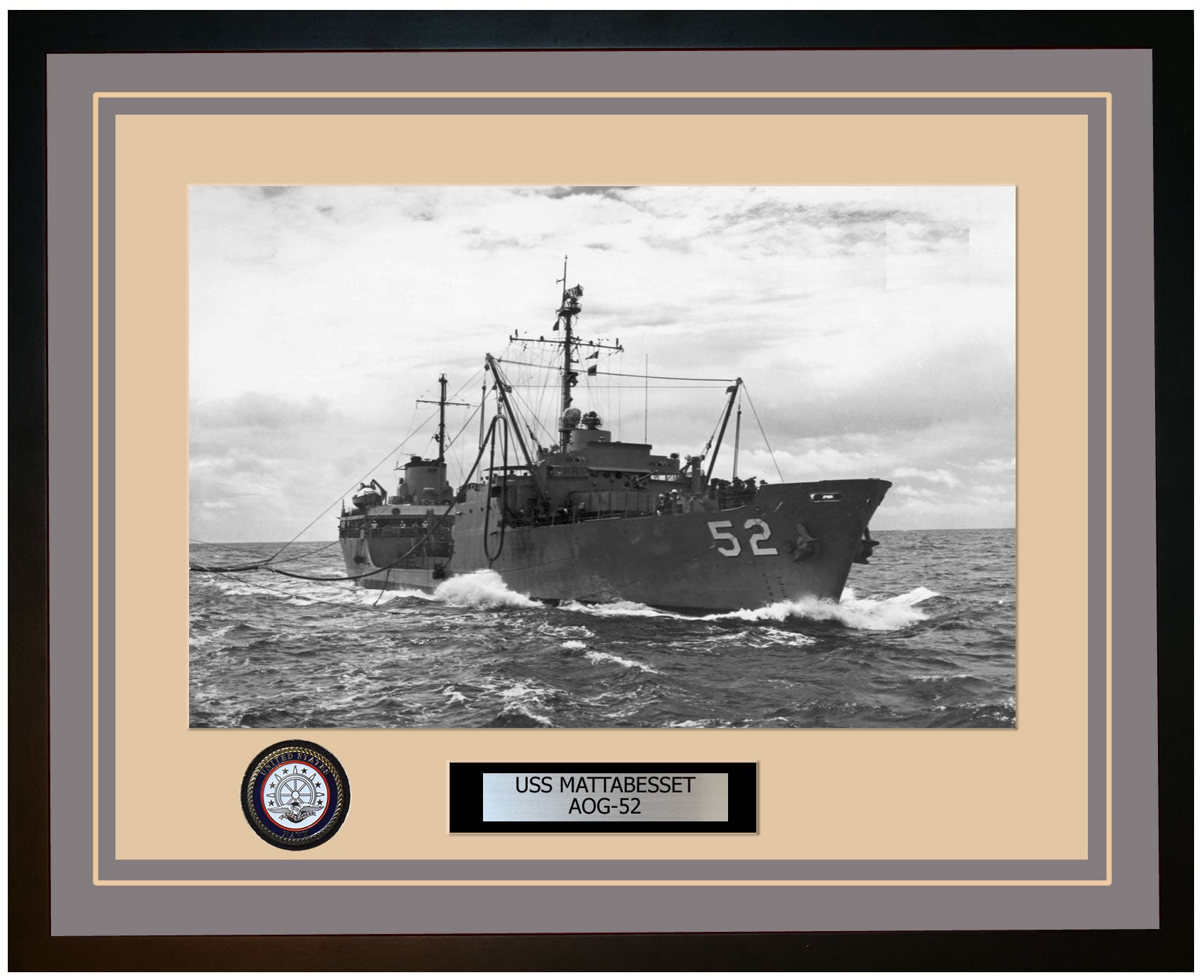 USS MATTABESSET AOG-52 Framed Navy Ship Photo Grey