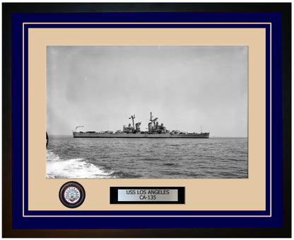 USS LOS ANGELES CA-135 Framed Navy Ship Photo Blue