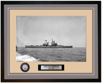 USS LOS ANGELES CA-135 Framed Navy Ship Photo Grey