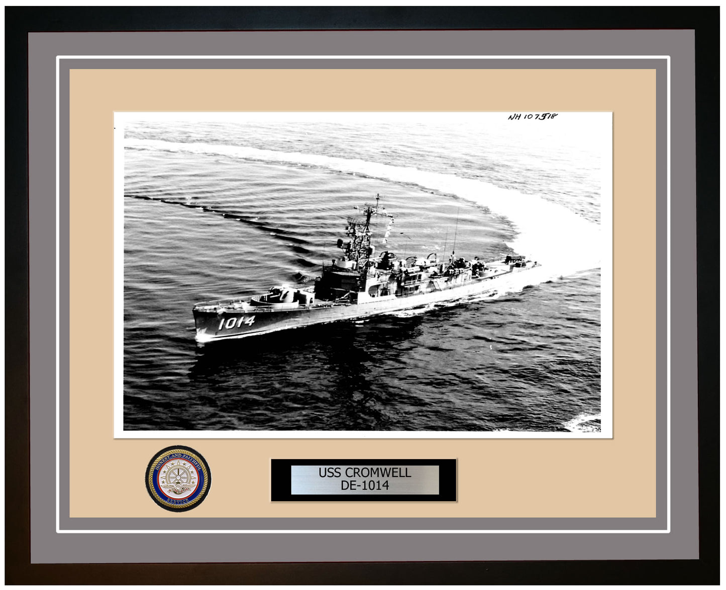 USS Cromwell DE-1014 Framed Navy Ship Photo Grey