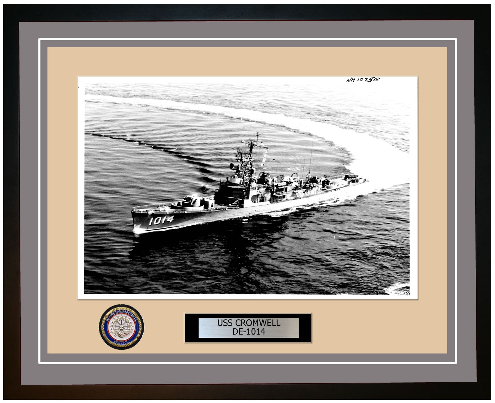 USS Cromwell DE-1014 Framed Navy Ship Photo Grey