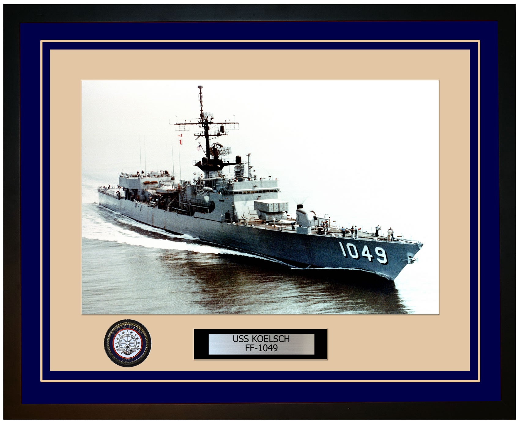 USS KOELSCH FF-1049 Framed Navy Ship Photo Blue