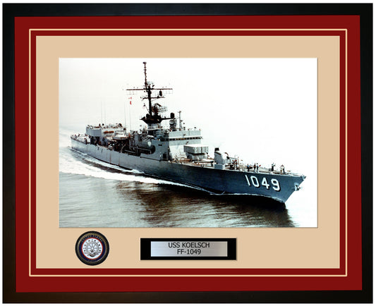 USS KOELSCH FF-1049 Framed Navy Ship Photo Burgundy