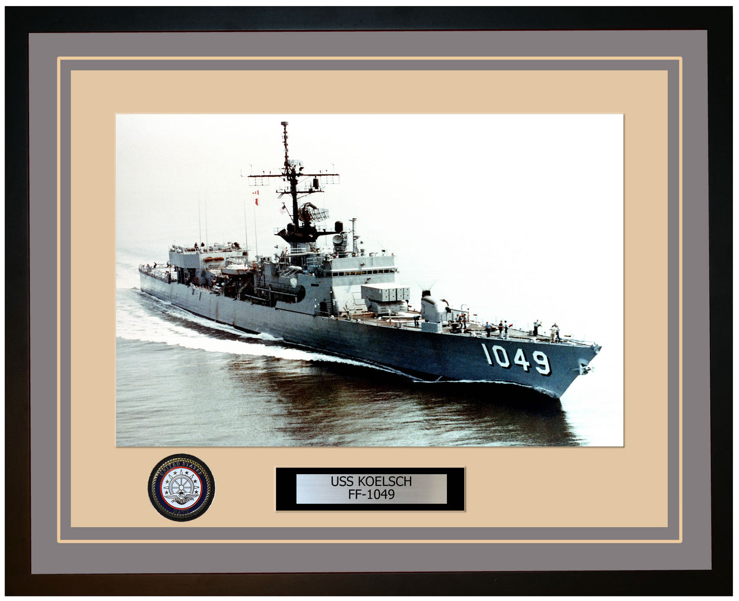 USS KOELSCH FF-1049 Framed Navy Ship Photo Grey