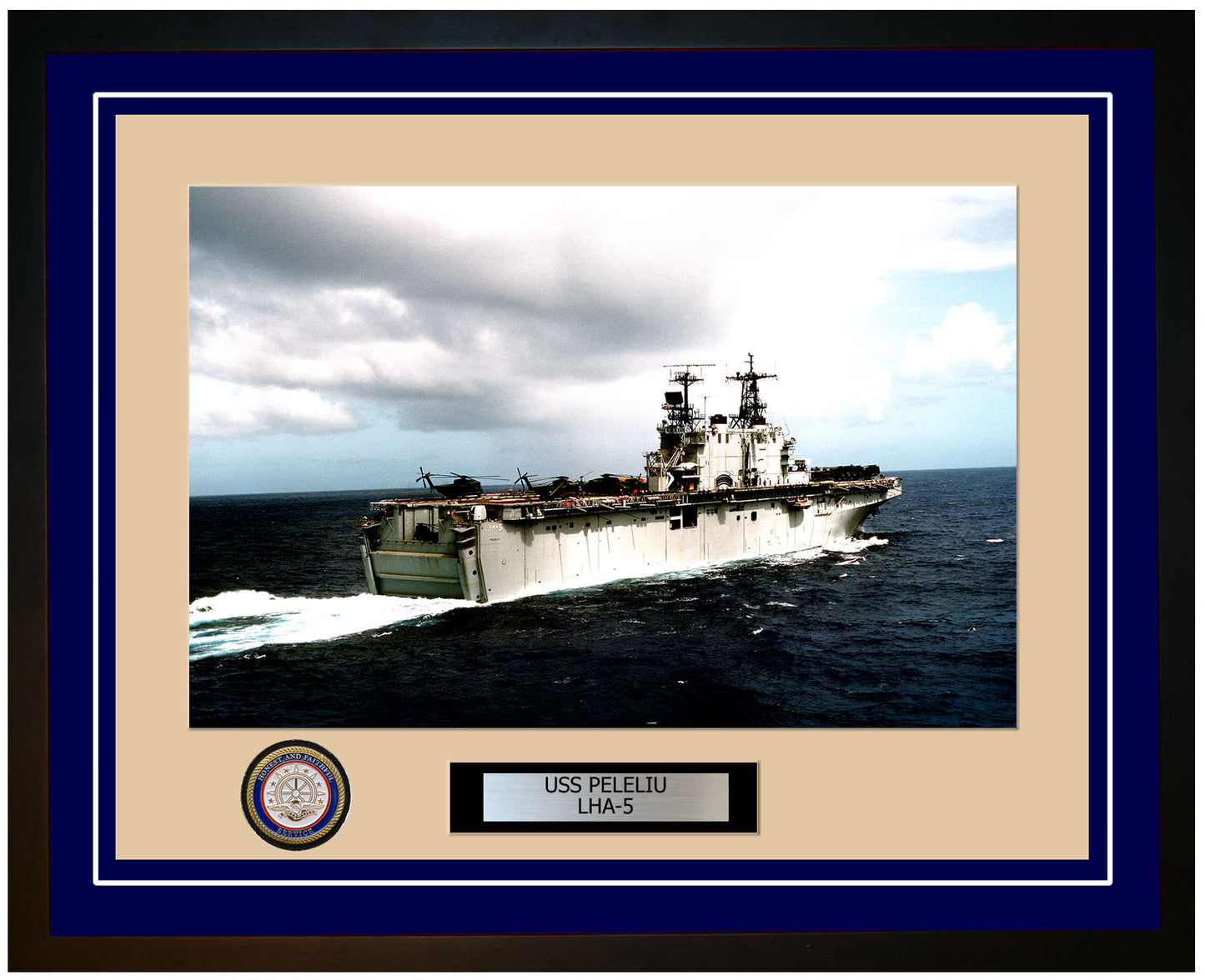 USS Peleliu LHA-5 Framed Navy Ship Photo Blue