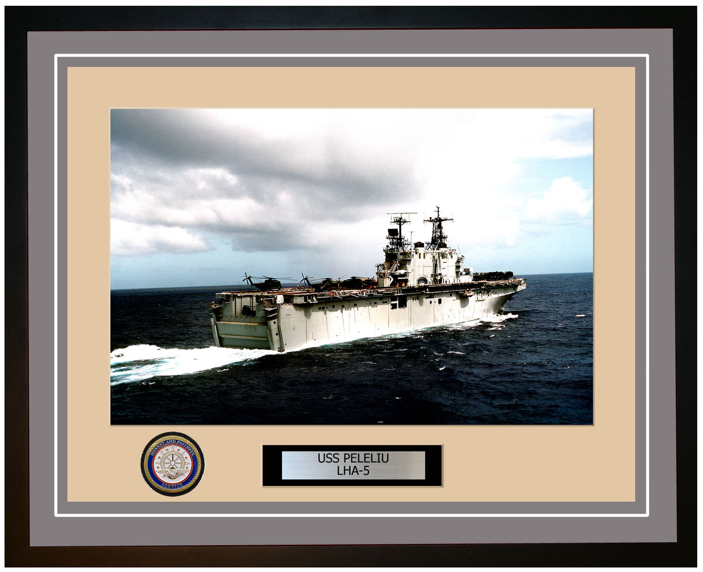 USS Peleliu LHA-5 Framed Navy Ship Photo Grey