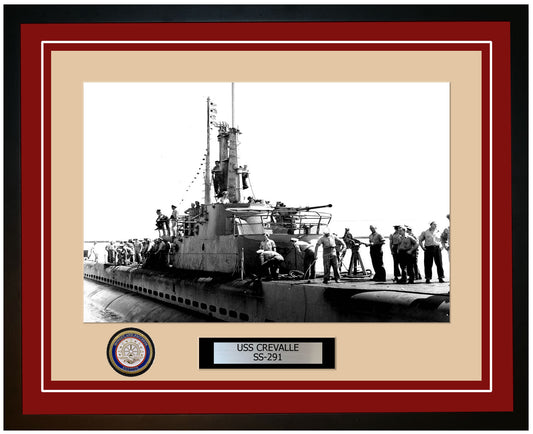 USS Crevalle SS-291 Framed Navy Ship Photo Burgundy