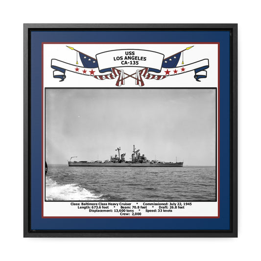 USS Los Angeles CA-135 Navy Floating Frame Photo Front View