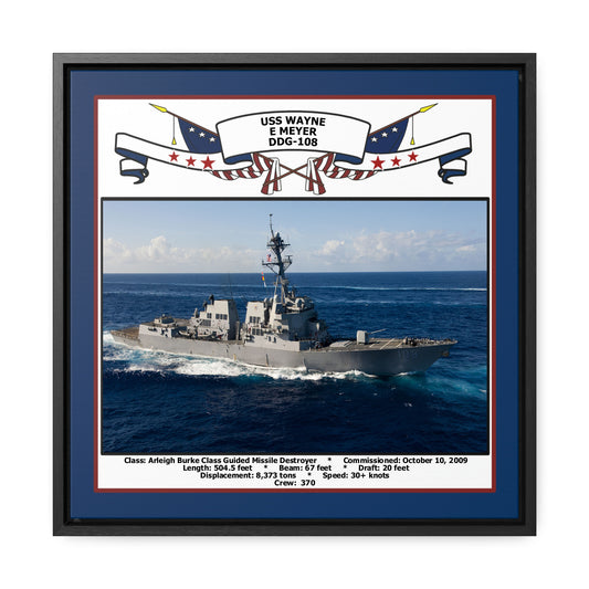 USS Wayne E Meyer DDG-108 Navy Floating Frame Photo Front View