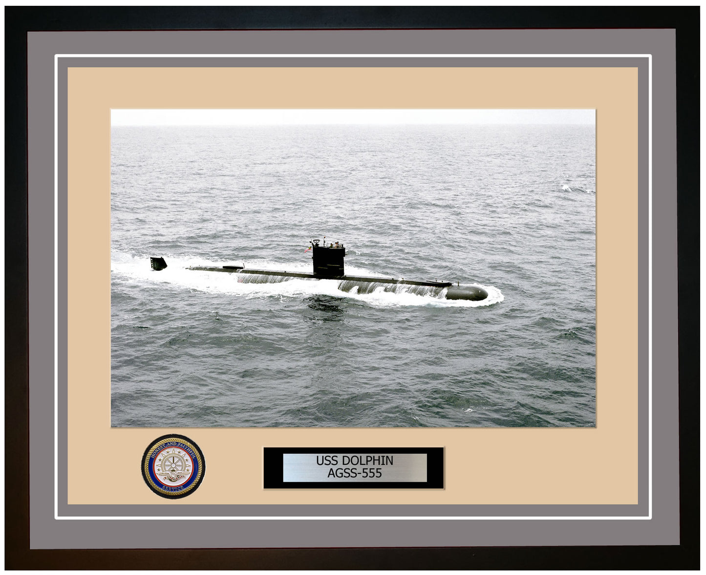 USS Dolphin AGSS-555 Framed Navy Ship Photo Grey