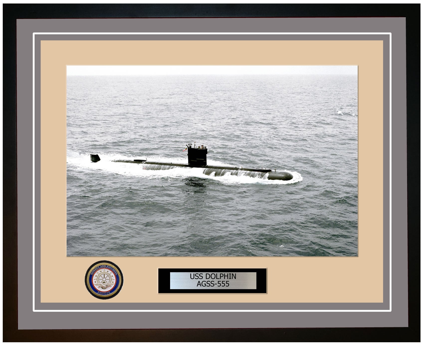 USS Dolphin AGSS-555 Framed Navy Ship Photo Grey