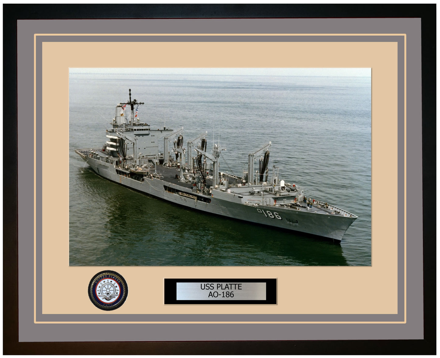 USS PLATTE AO-186 Framed Navy Ship Photo Grey