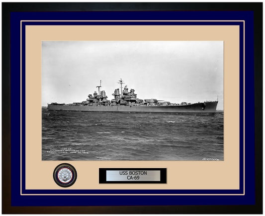 USS BOSTON CA-69 Framed Navy Ship Photo Blue