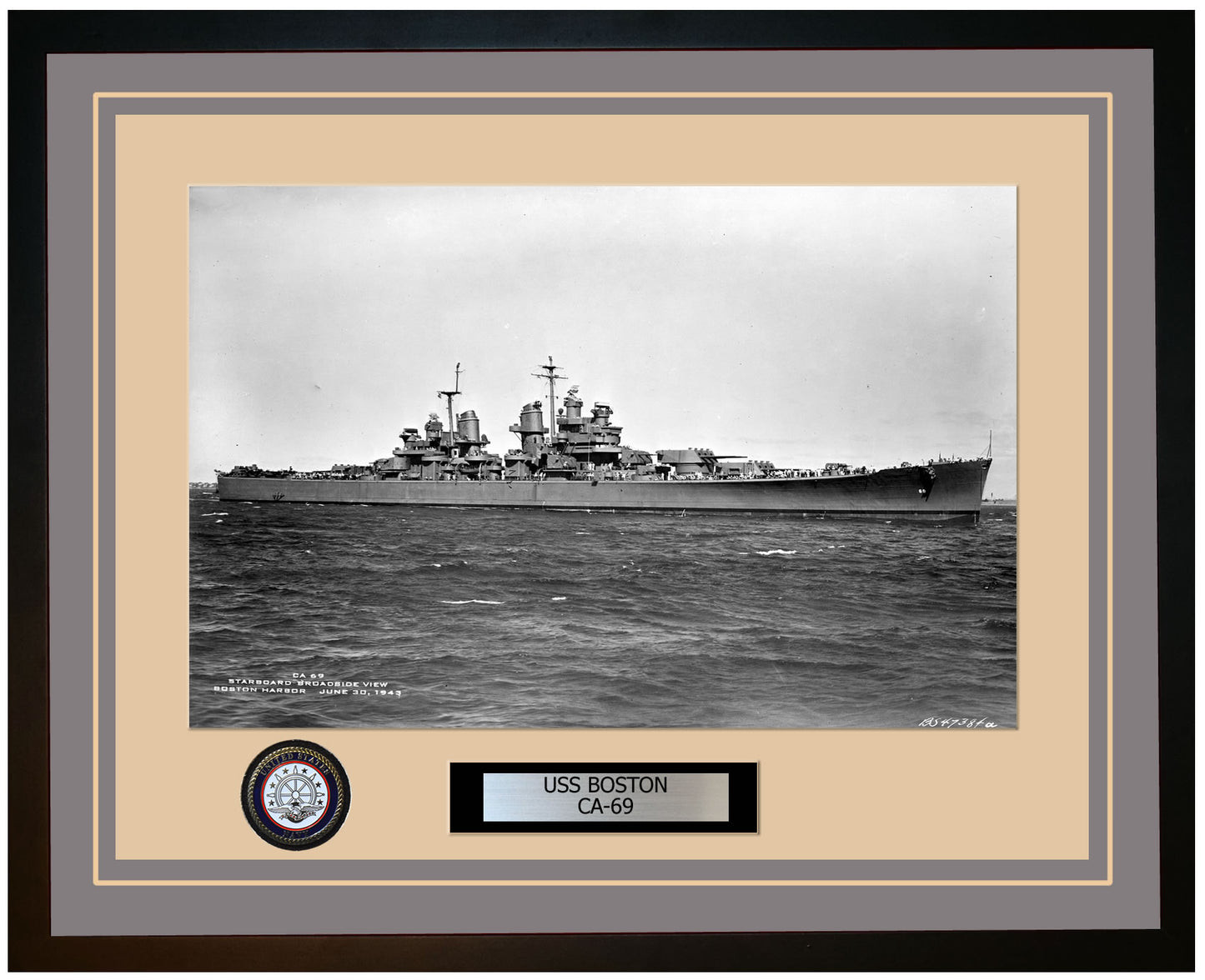 USS BOSTON CA-69 Framed Navy Ship Photo Grey