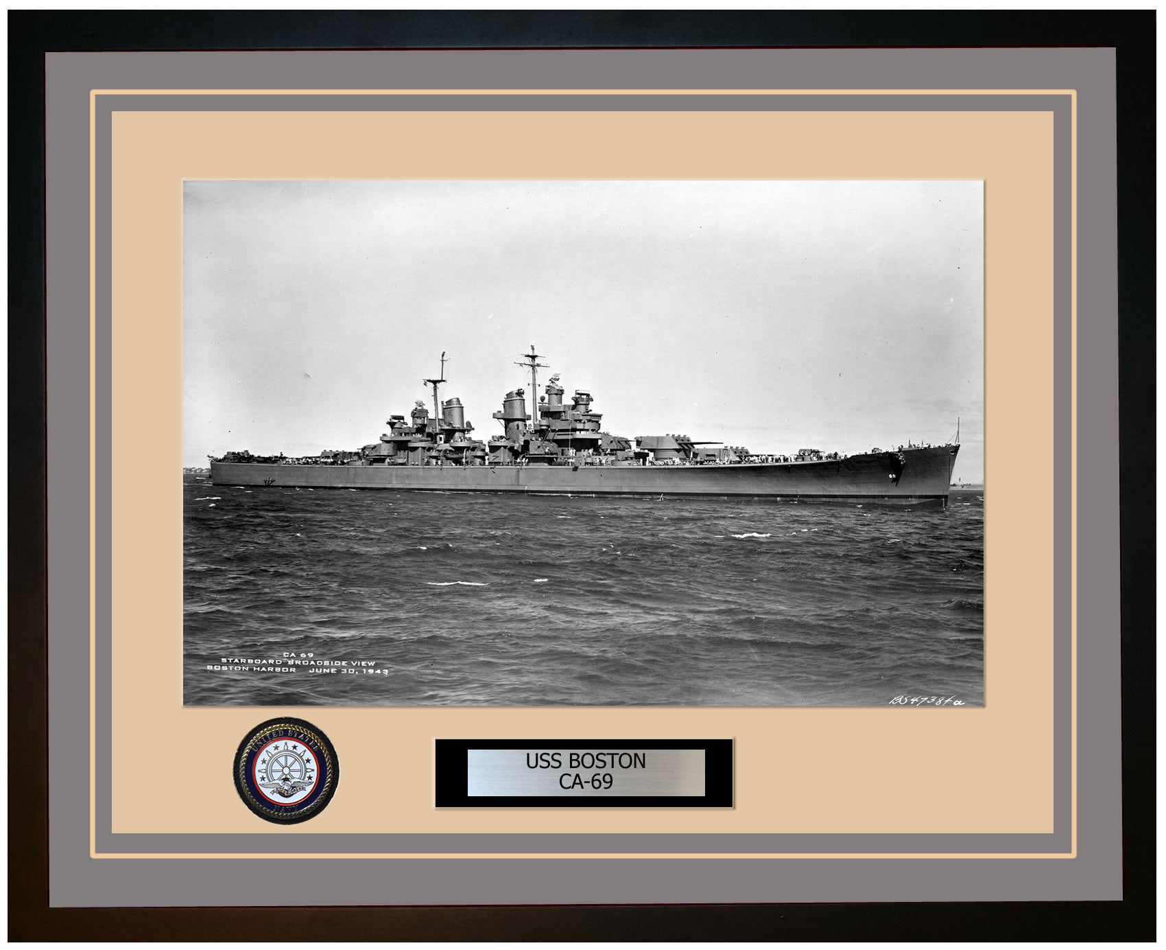 USS BOSTON CA-69 Framed Navy Ship Photo Grey
