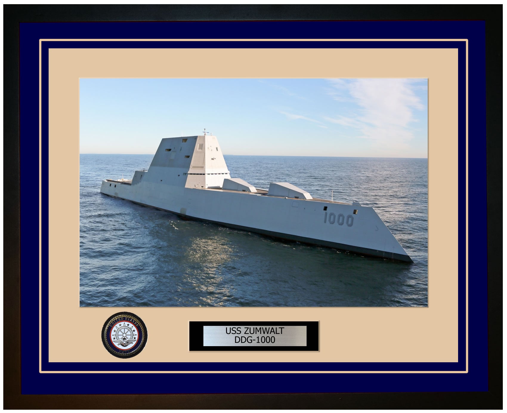 USS ZUMWALT DDG-1000 Framed Navy Ship Photo Blue